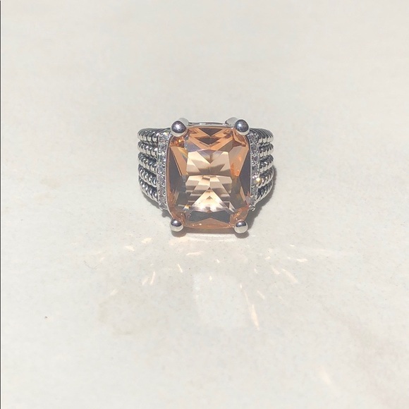Morganite & Diamond Large Silver Wheaton Ring - Picture 3 of 7